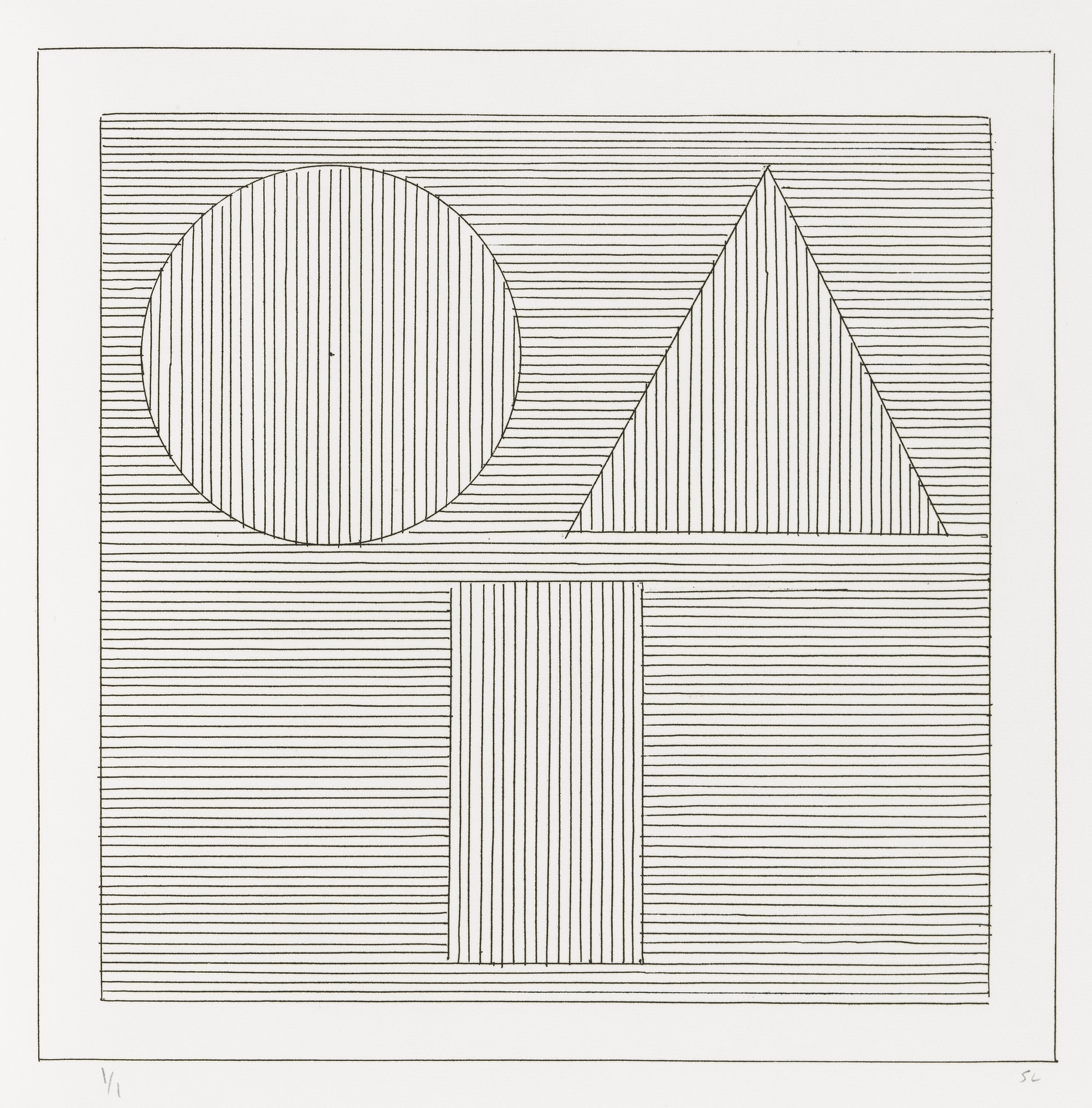Sol LeWitt. Plate (folio 33) from Six Geometric Figures and All Their Combinations , Volume II
