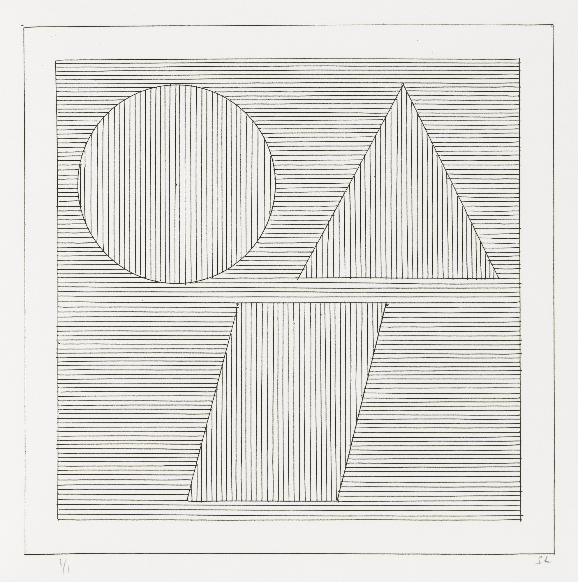 Sol LeWitt. Plate (folio 35) from Six Geometric Figures and All Their Combinations , Volume II
