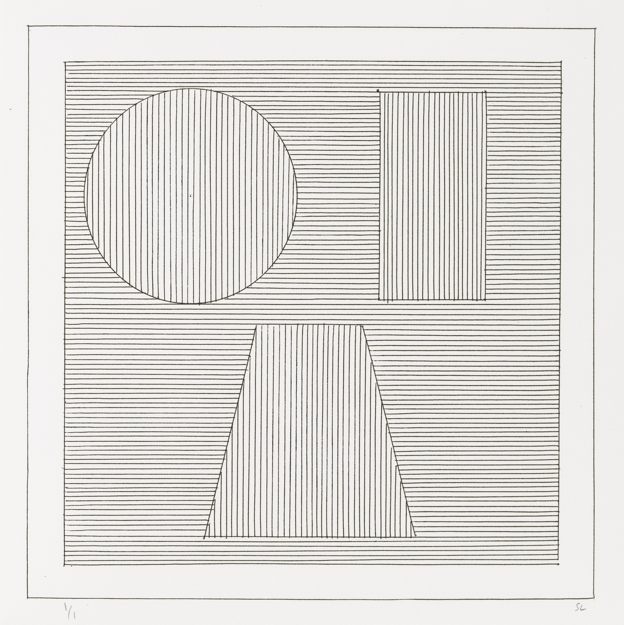 Sol LeWitt. Plate (folio 36) from Six Geometric Figures and All Their Combinations , Volume II