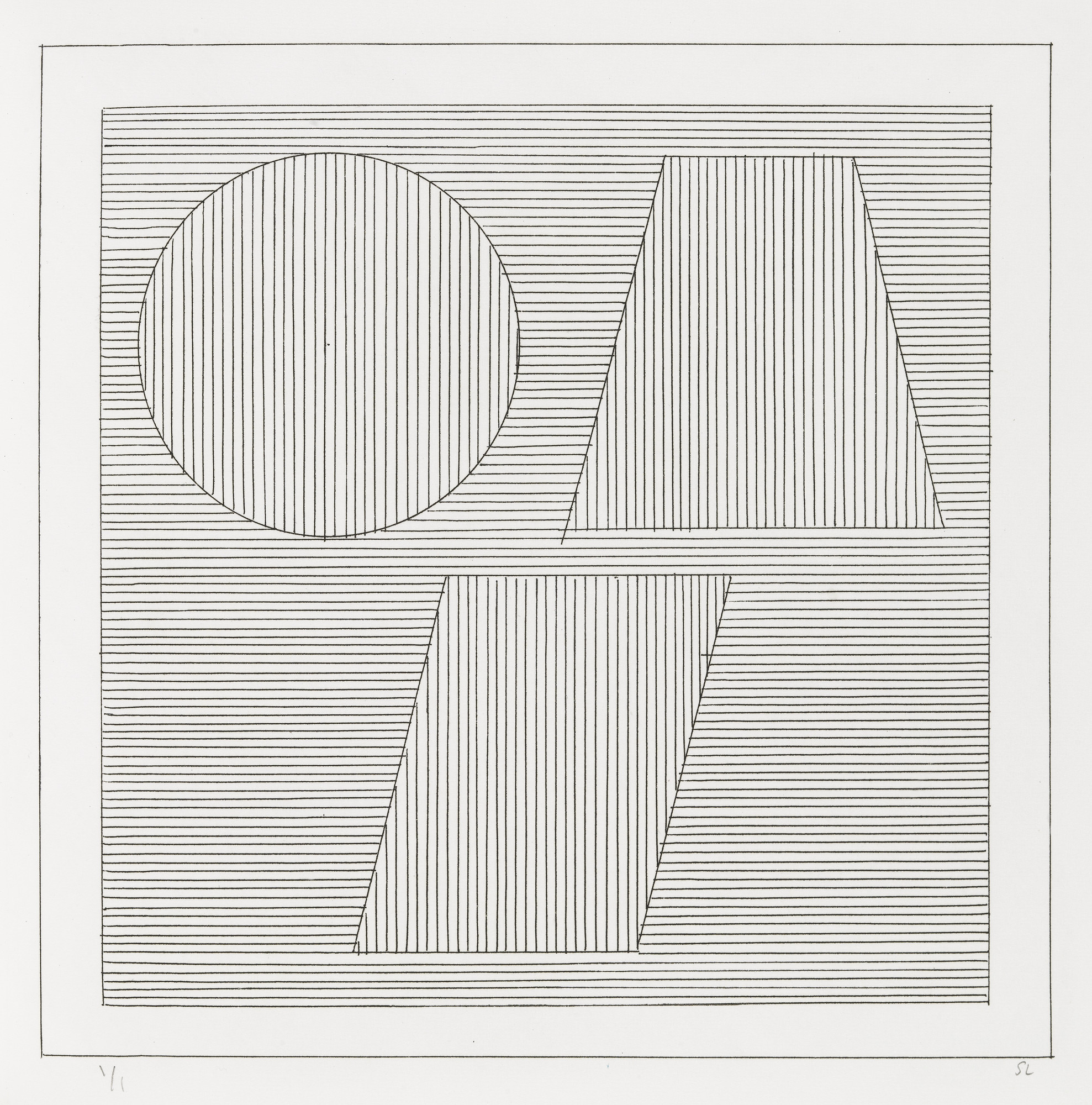 Sol LeWitt. Plate (folio 38) from Six Geometric Figures and All Their Combinations , Volume II