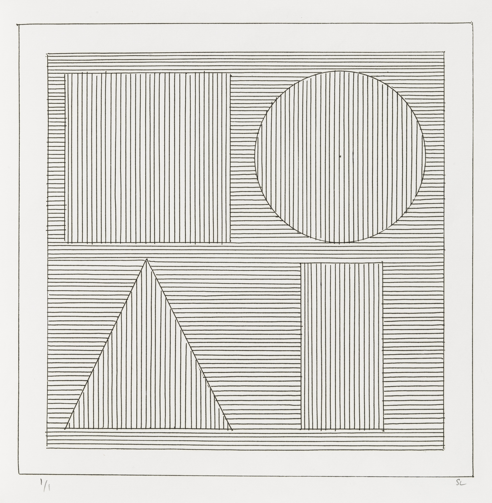 Sol LeWitt. Plate (folio 43) from Six Geometric Figures and All Their Combinations , Volume II