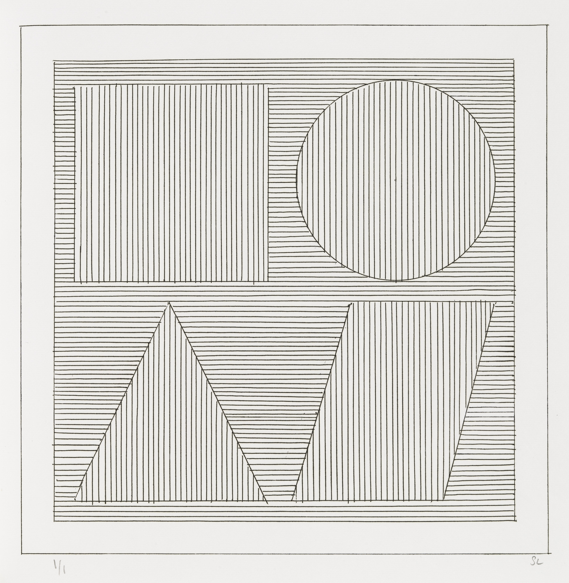 Sol LeWitt. Plate (folio 45) from Six Geometric Figures and All Their Combinations , Volume II