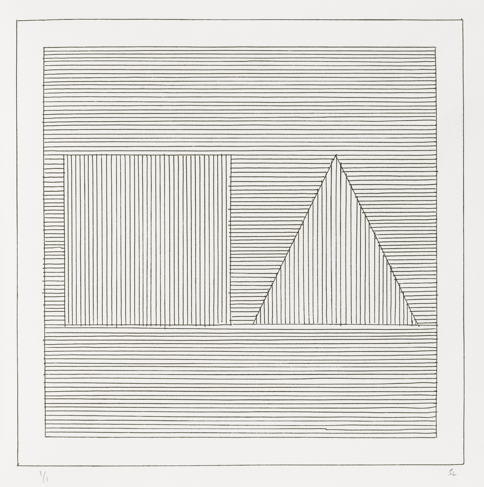 Sol LeWitt. Plate (folio 9) from Six Geometric Figures and All Their Combinations , Volume II