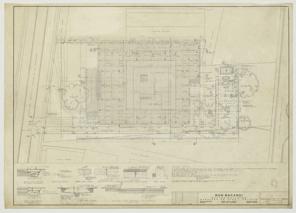 Ron Bacardi y Compania, S.A., Administration Building, project, Santiago, Cuba, Site plan