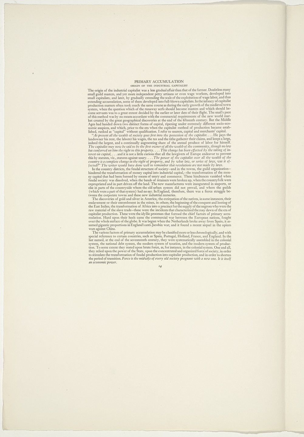 Hugo Gellert. Plate (folio 34) from &#39;Capital&#39; in Pictures. 1933