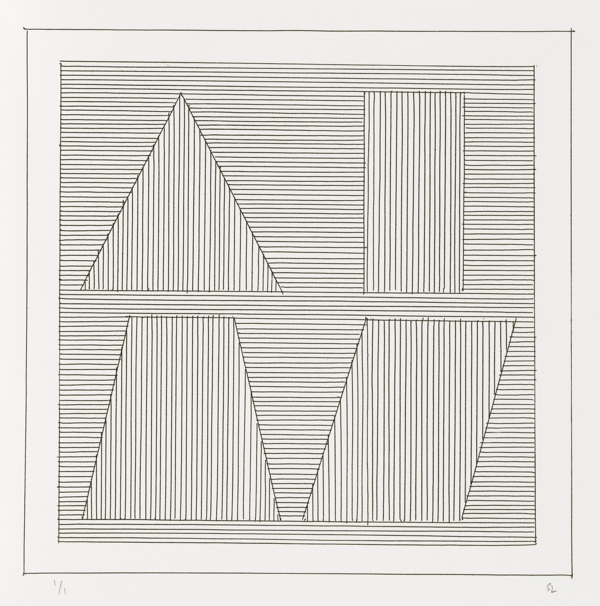 Sol LeWitt. Plate (folio 57) from Six Geometric Figures and All Their Combinations , Volume II