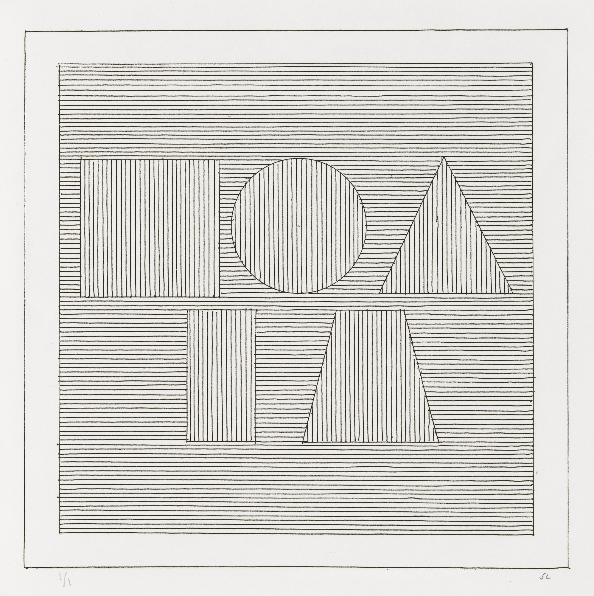 Sol LeWitt. Plate (folio 58) from Six Geometric Figures and All Their Combinations , Volume II