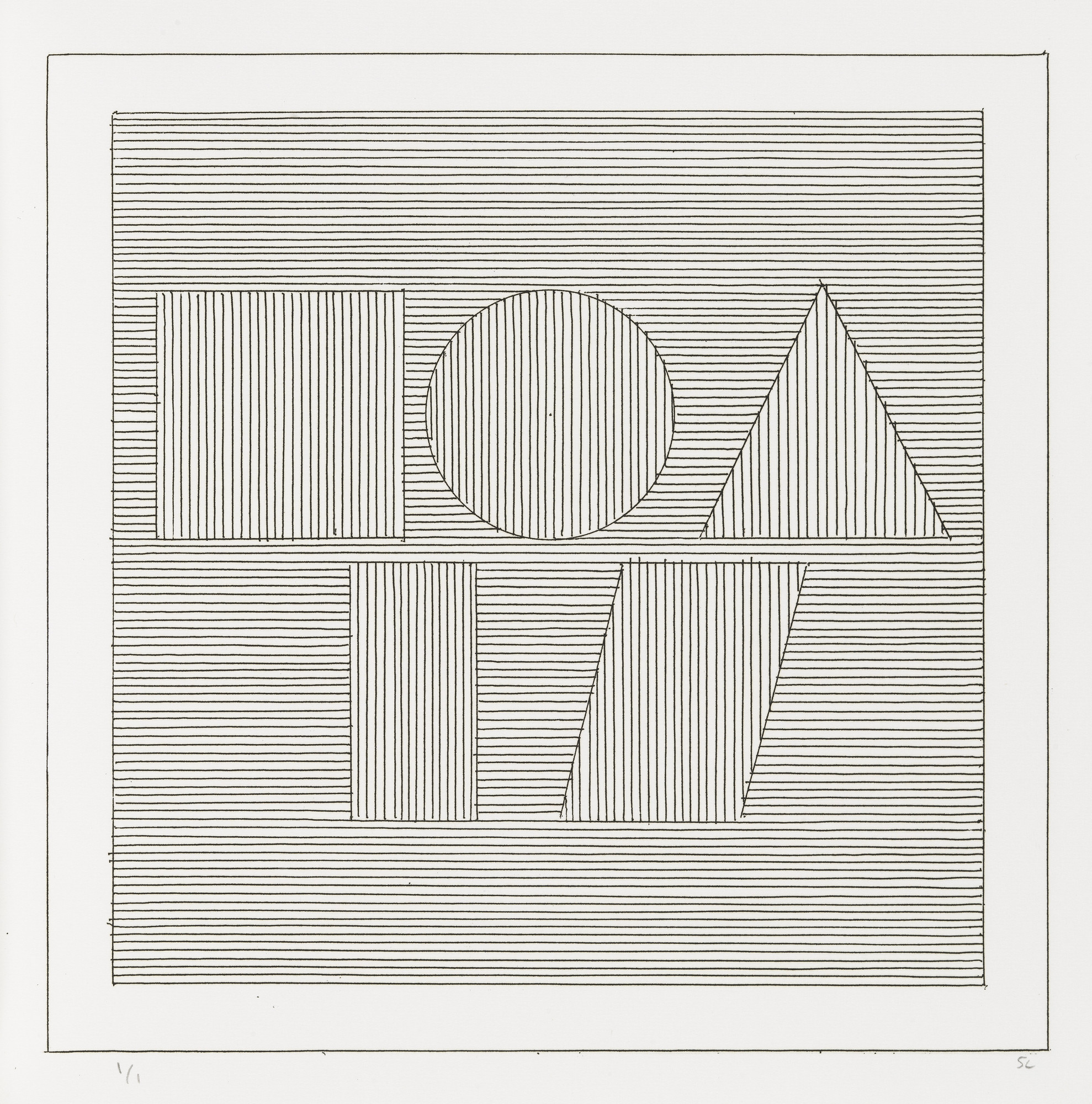Sol LeWitt. Plate (folio 59) from Six Geometric Figures and All Their Combinations , Volume II