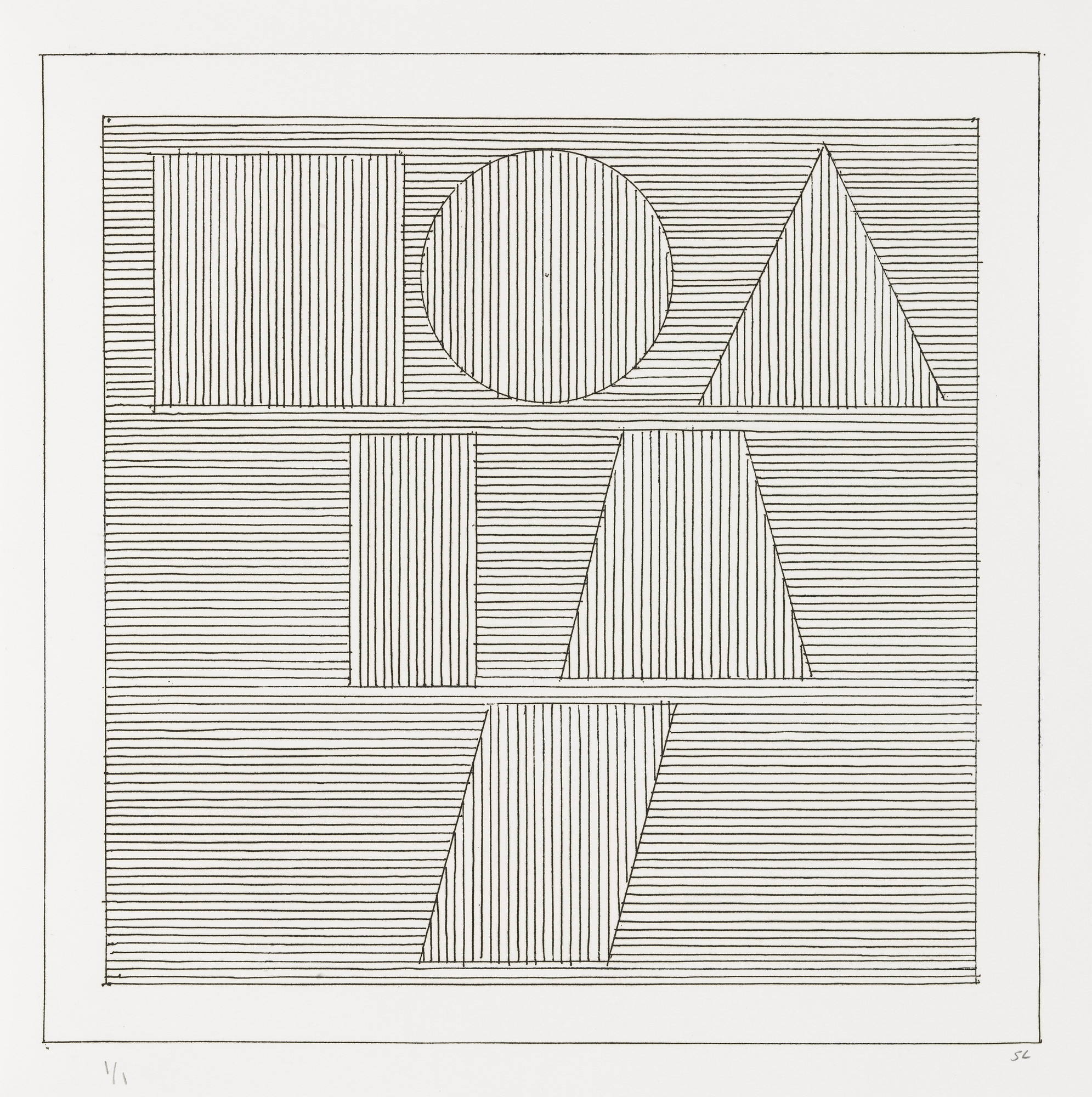 Sol LeWitt. Plate (folio 64) from Six Geometric Figures and All Their Combinations , Volume II