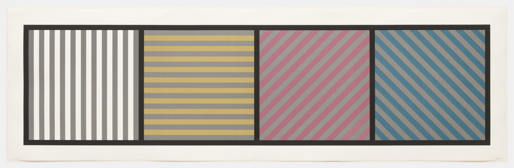 Bands of Lines One Inch Wide in Four Directions and Four Colors,