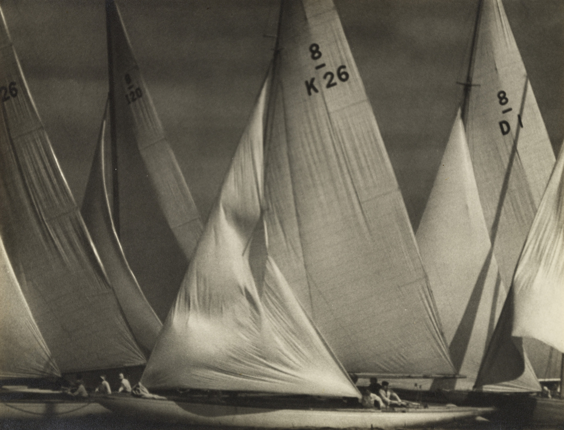 Leni Riefenstahl Archive. Eight Metre Boats Crowding at the Turning Point. August 1936