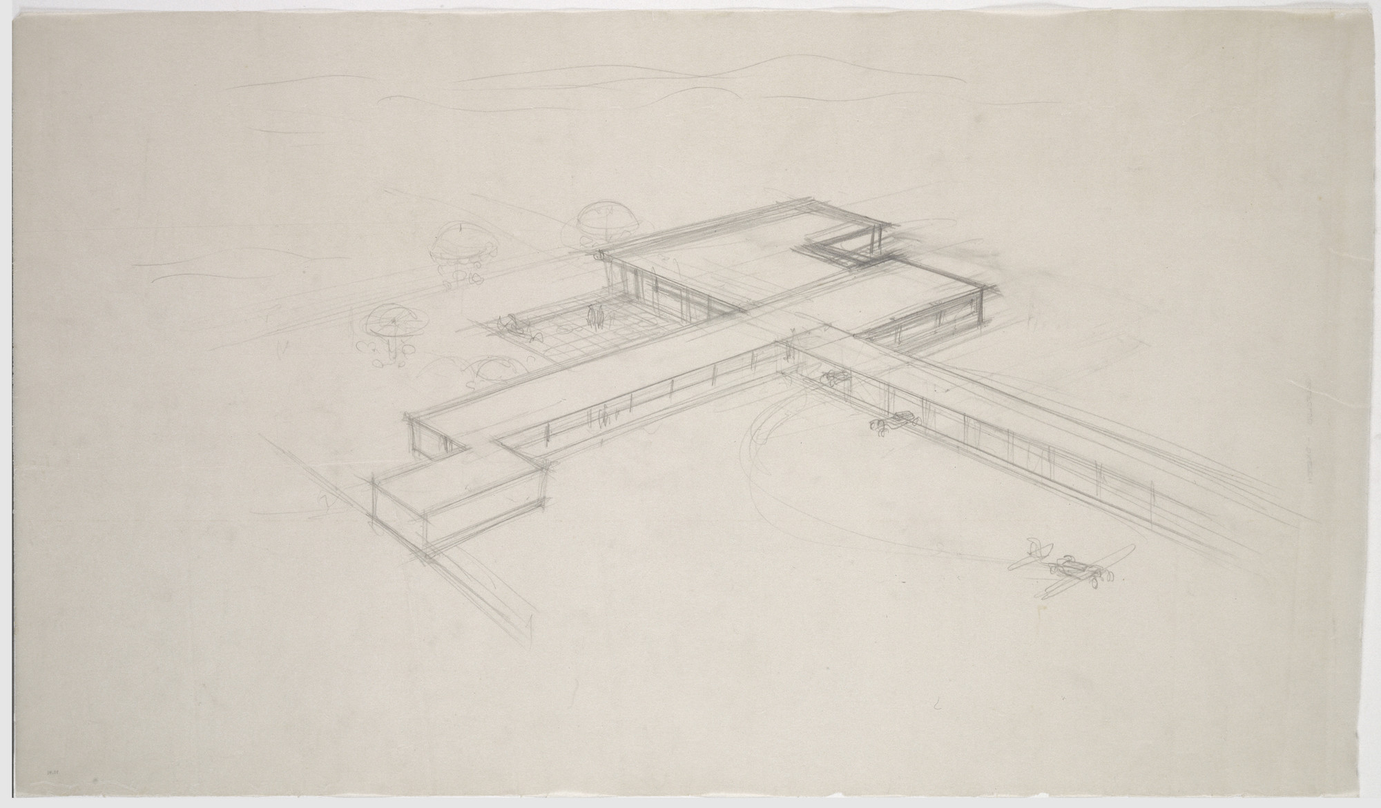 Ludwig Mies van der Rohe. Golf Club Project, Krefeld, Germany (Perspective sketch)
