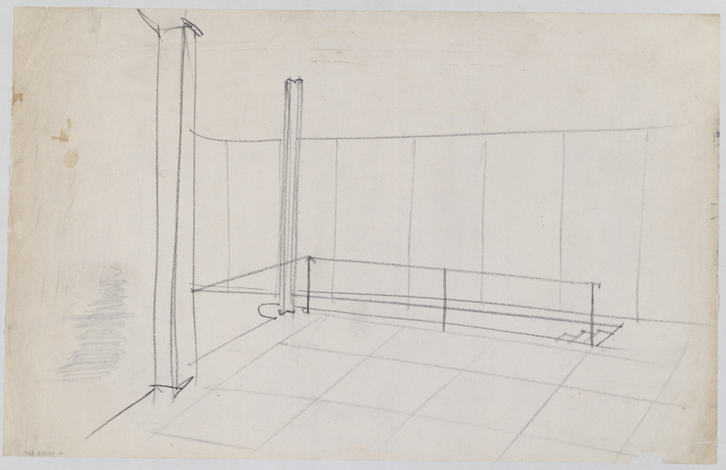 Tugendhat House, Brno, Czech Republic (Interior perspective sketch)