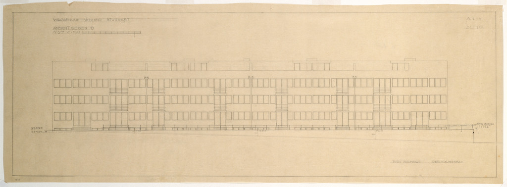 Weissenhof Apartment House, "The Dwelling" Exhibition, Stuttgart, Germany, East elevation