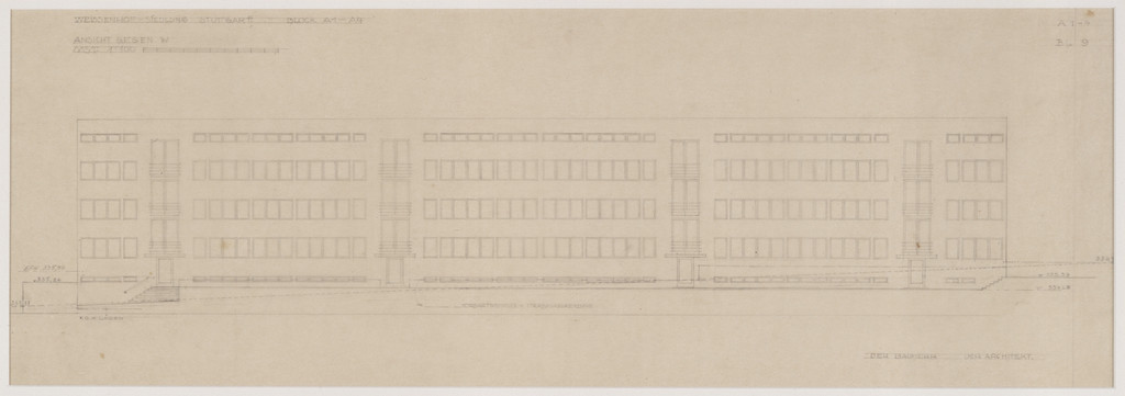 Weissenhof Apartment House, "The Dwelling" Exhibition, Stuttgart, Germany, West elevation