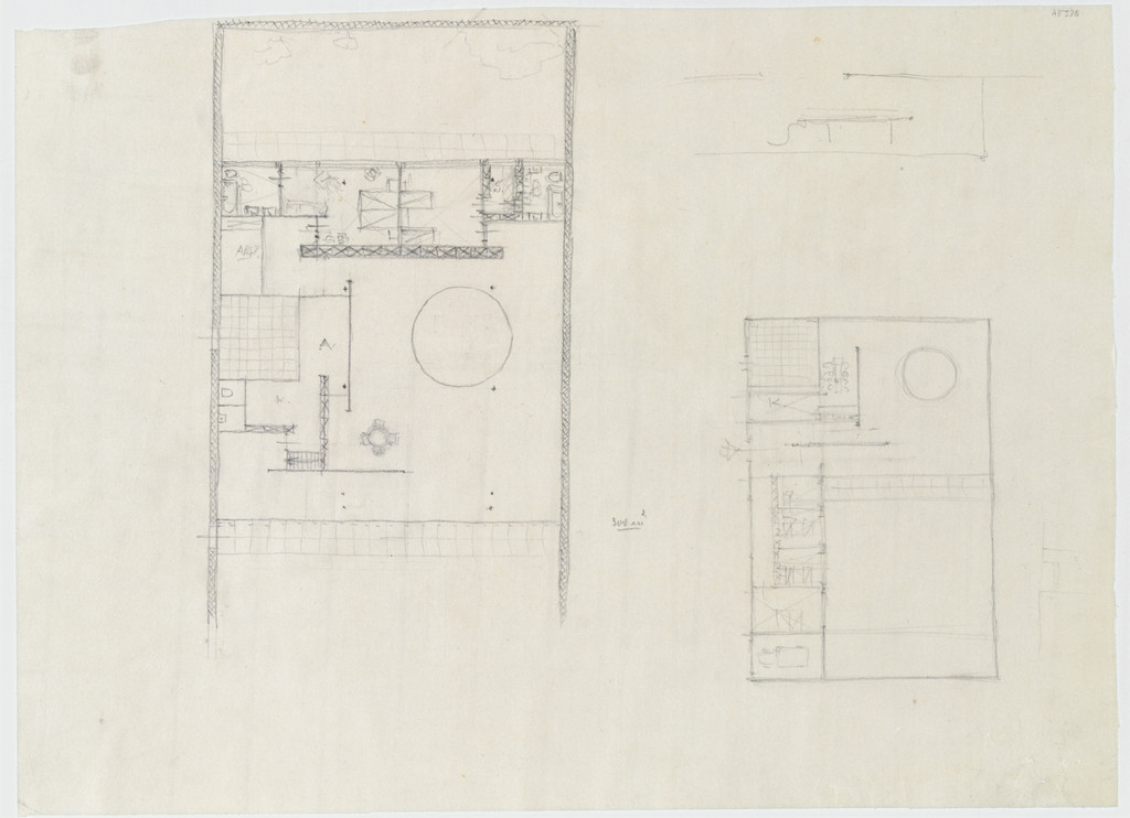 Hubbe-related Study (Two floor plans, sketch)