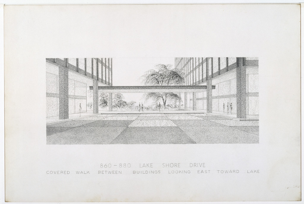 860/880 Lake Shore Drive Apartment Building, Chicago, Illinois (Exterior perspective)