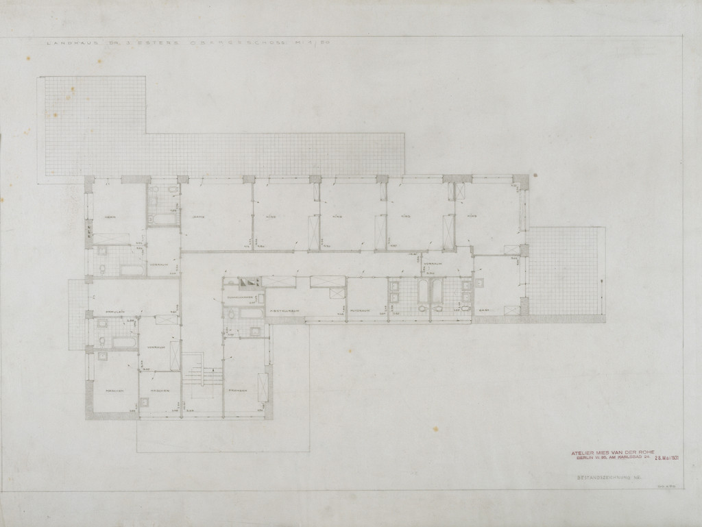 Josef Esters House, Krefeld, Germany, Plan, upper story