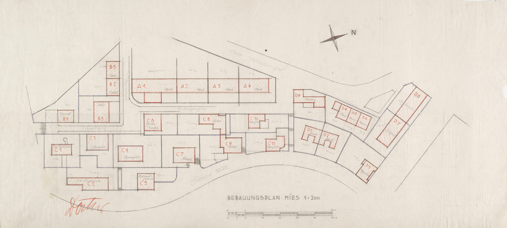 Weissenhof Housing Colony Master Plan, "The Dwelling," Stuttgart, Germany (Site plan) by Ludwig Mies van der Rohe