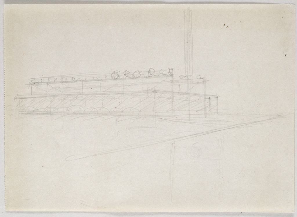 Cantor Drive-in Restaurant, Indianapolis, IN, Exterior perspective sketch