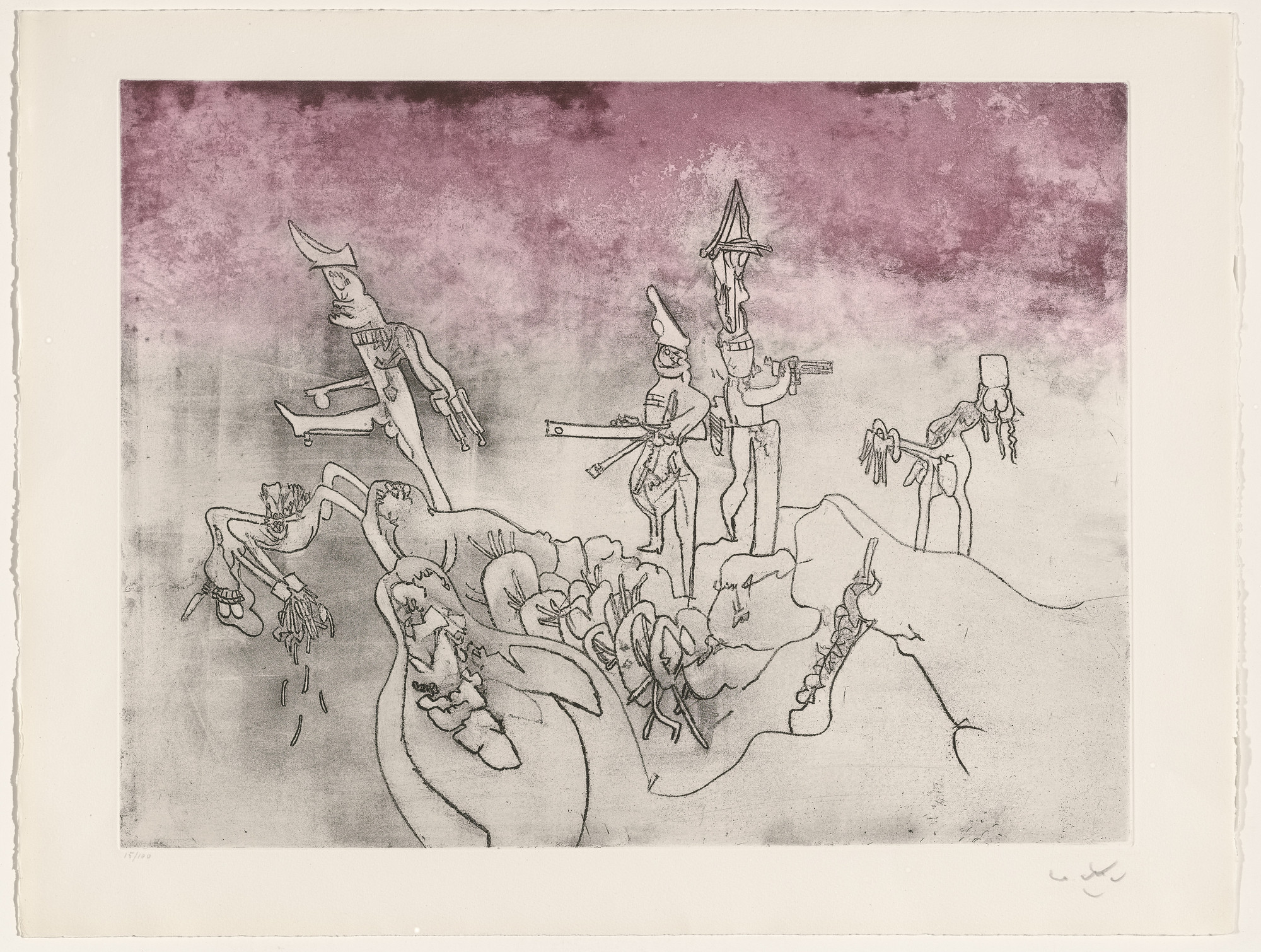 Roberto Matta. Soldiers Defending the Master Race, plate II (folio 5) from Judgments