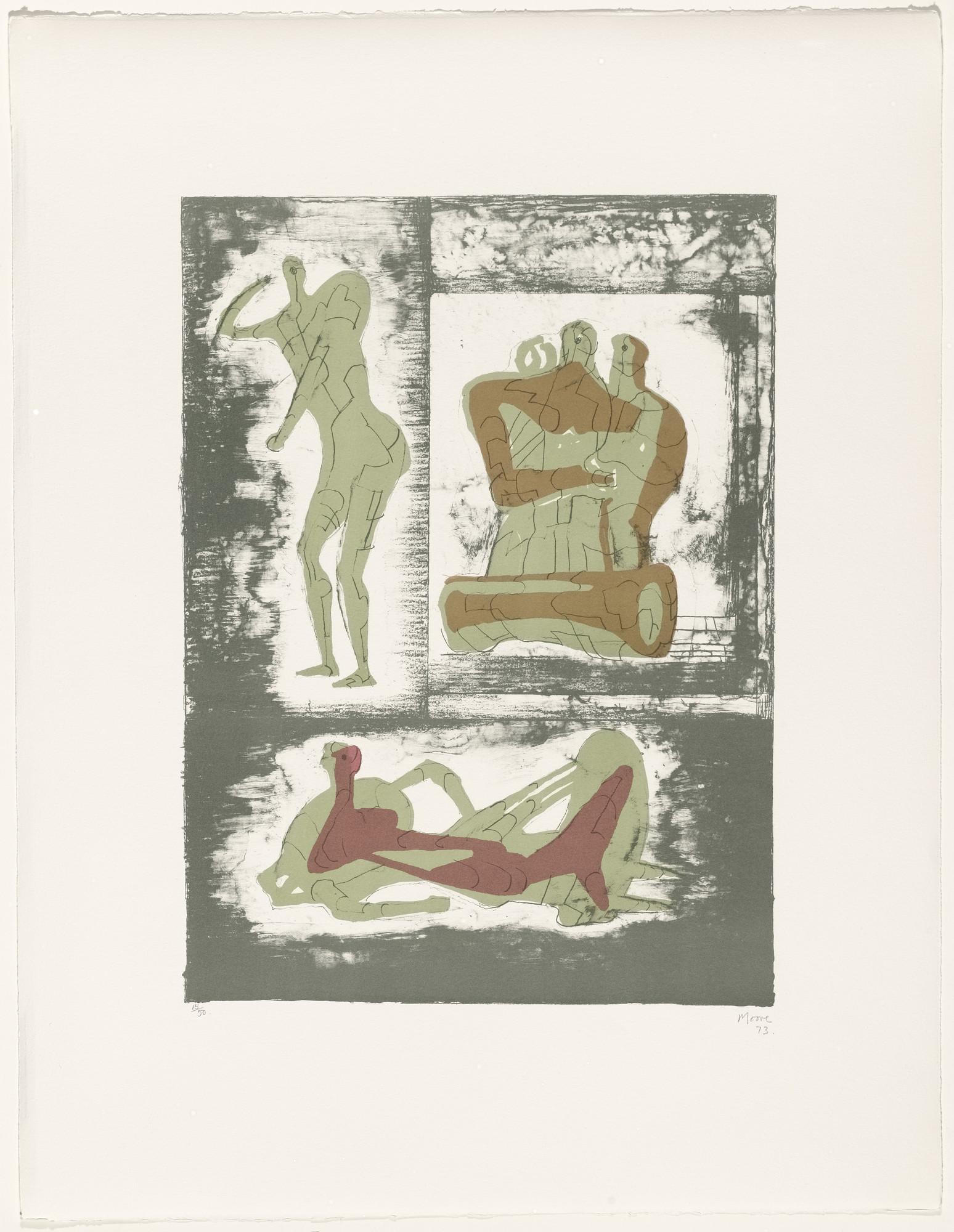 Henry Moore. Reclining and Standing Figure and Family Group from Reclining Figures
