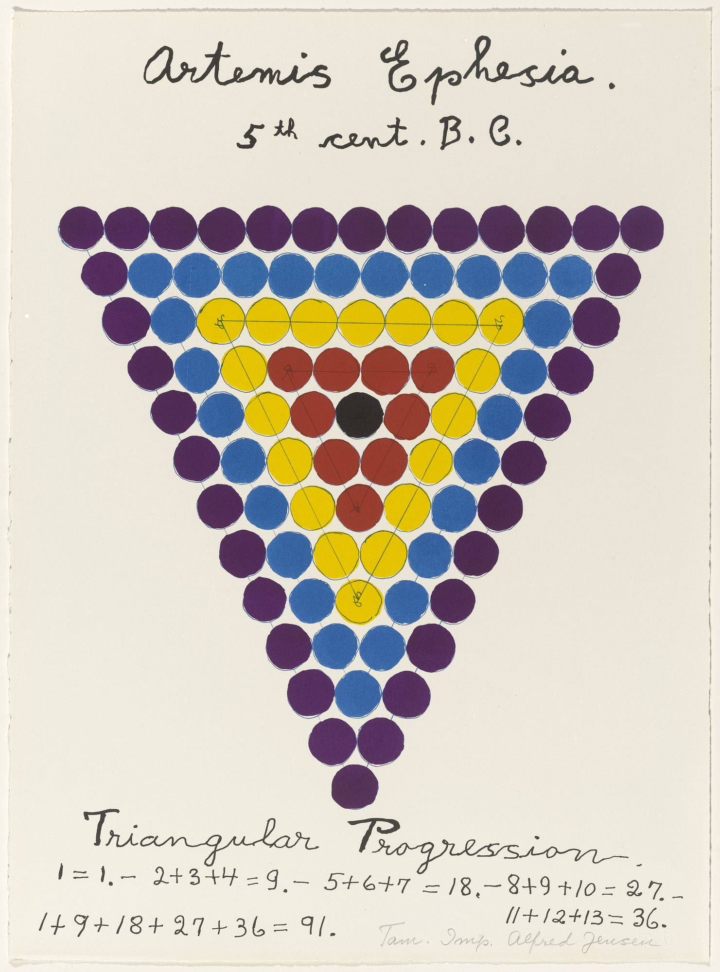 Alfred Jensen. In-text plate (folio 20) from A Pythagorean Notebook
