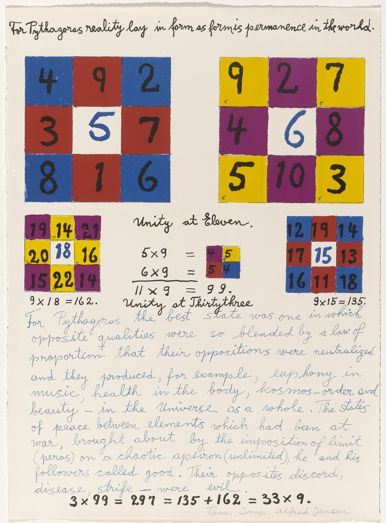 Alfred Jensen. In-text plate (folio 5) from A Pythagorean Notebook