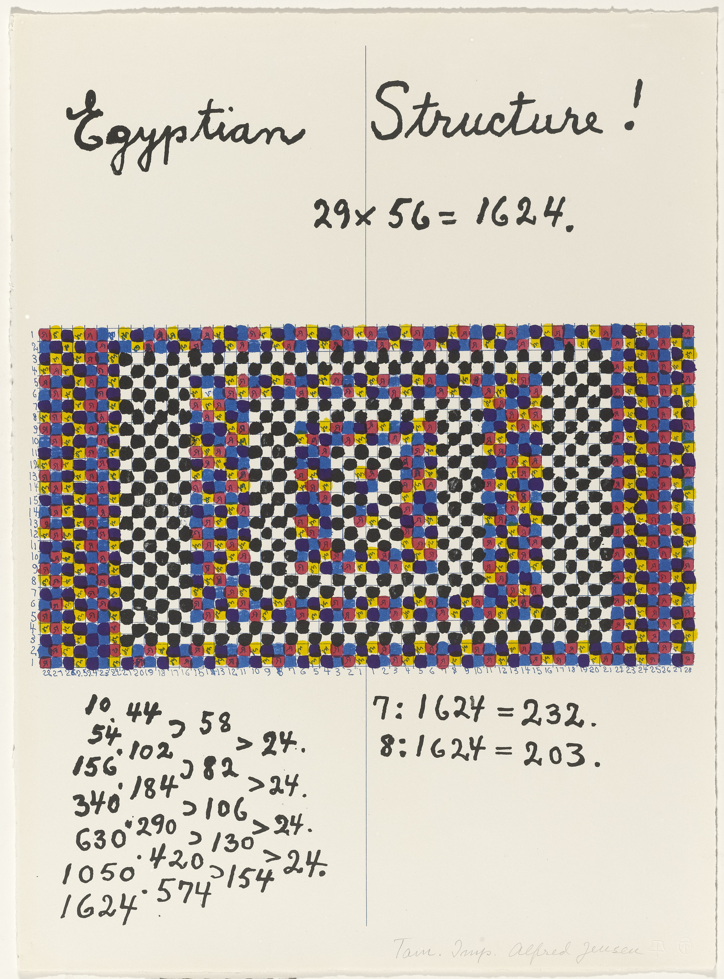 Alfred Jensen. In-text plate (folio 7) from A Pythagorean Notebook