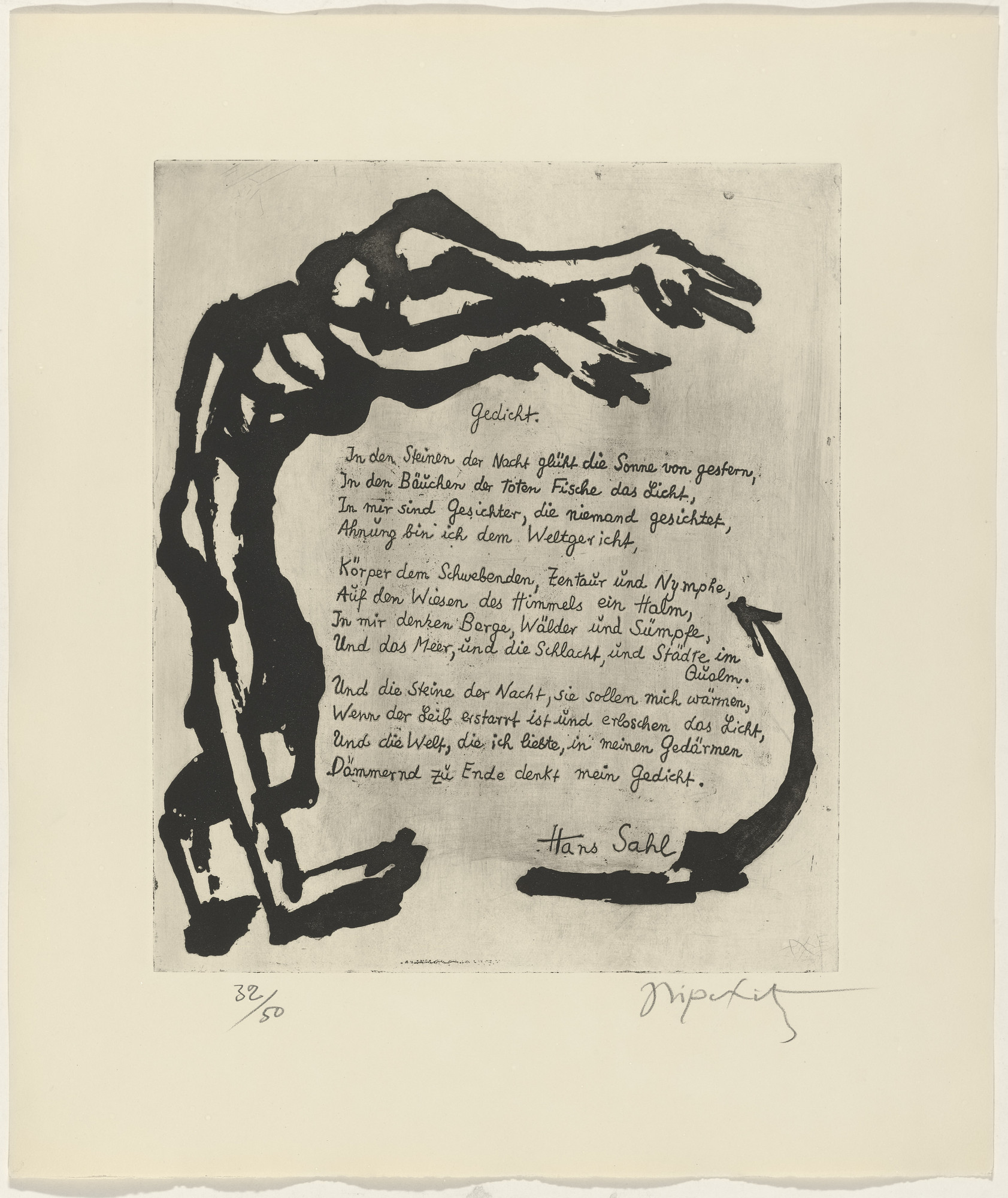 Jacques Lipchitz, Hans Sahl. In-text plate (folio 13) from 21 Etchings and Poems
