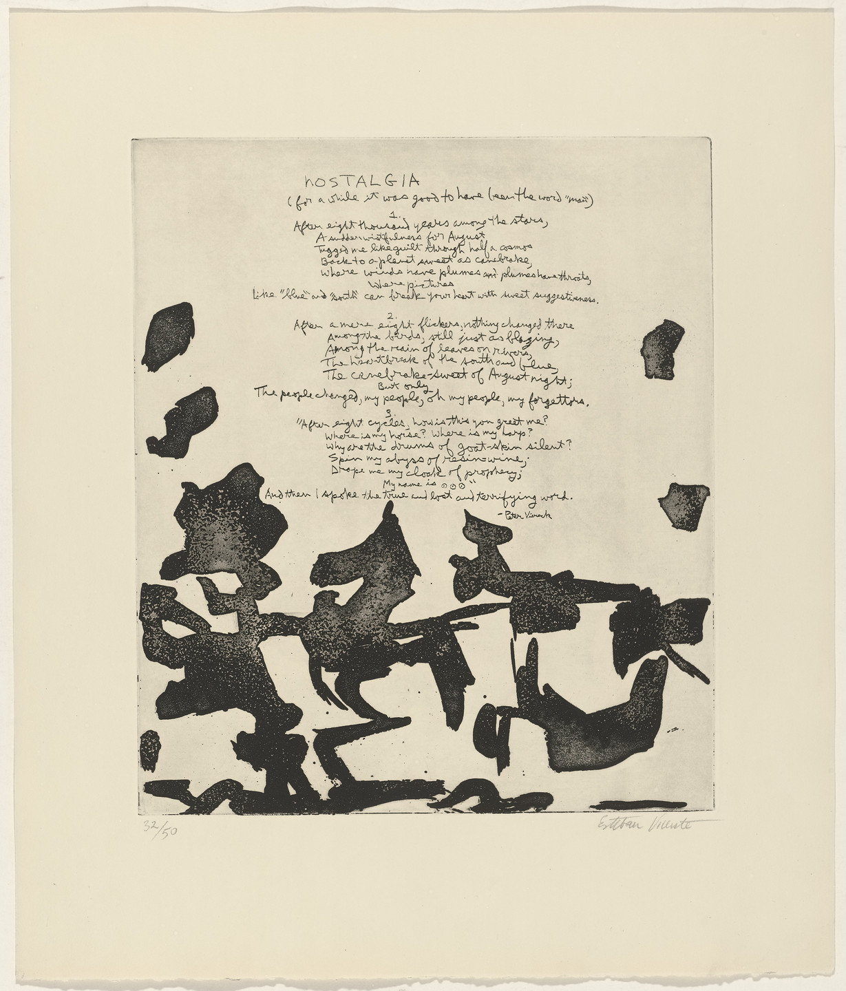 Esteban Vicente, Peter Viereck. In-text plate (folio 23) from 21 Etchings and Poems. 1960