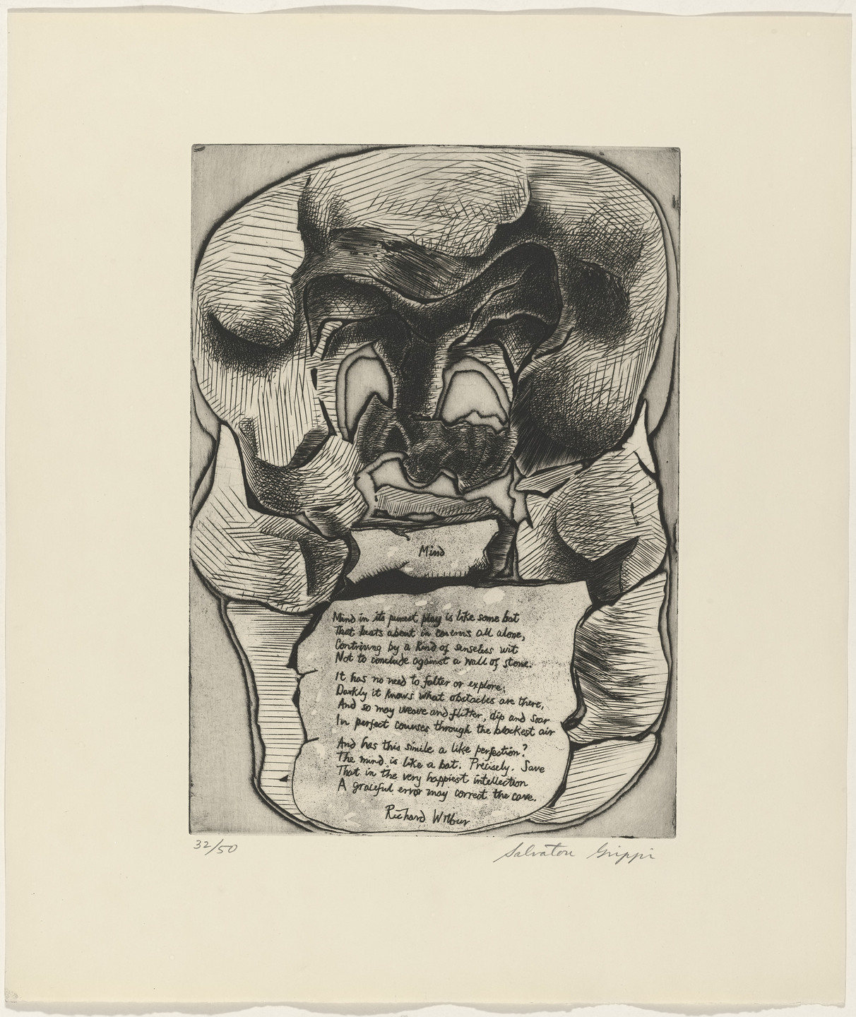 Salvatore Grippi, Richard Wilbur. In-text plate (folio 10) from 21 Etchings and Poems. 1960