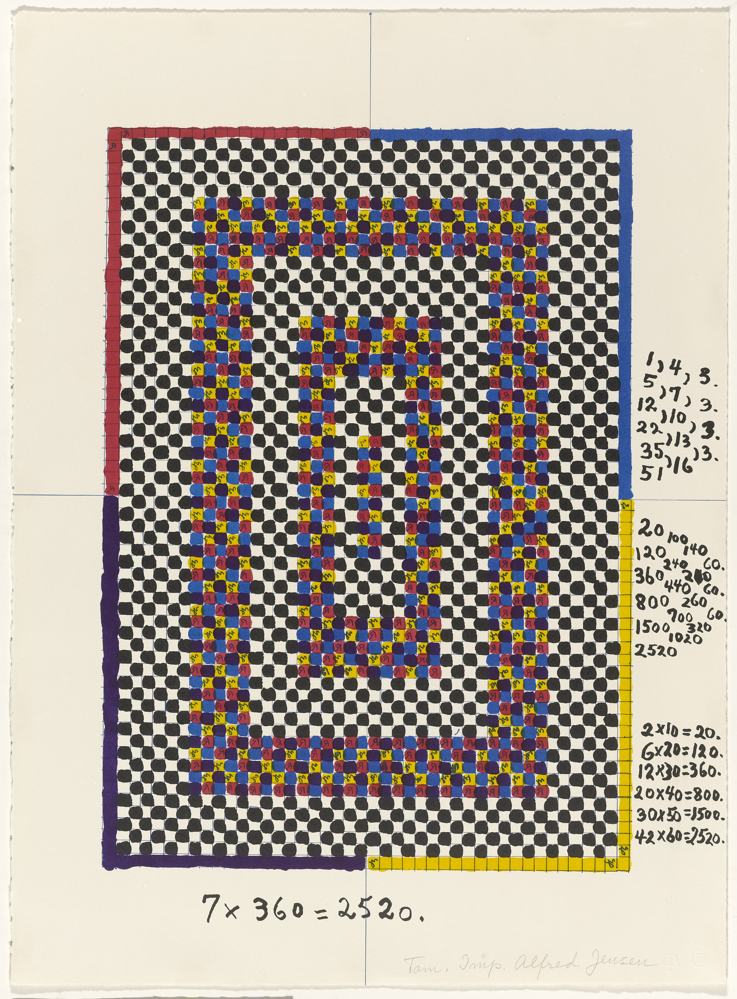 Alfred Jensen. In-text plate (folio 11) from A Pythagorean Notebook