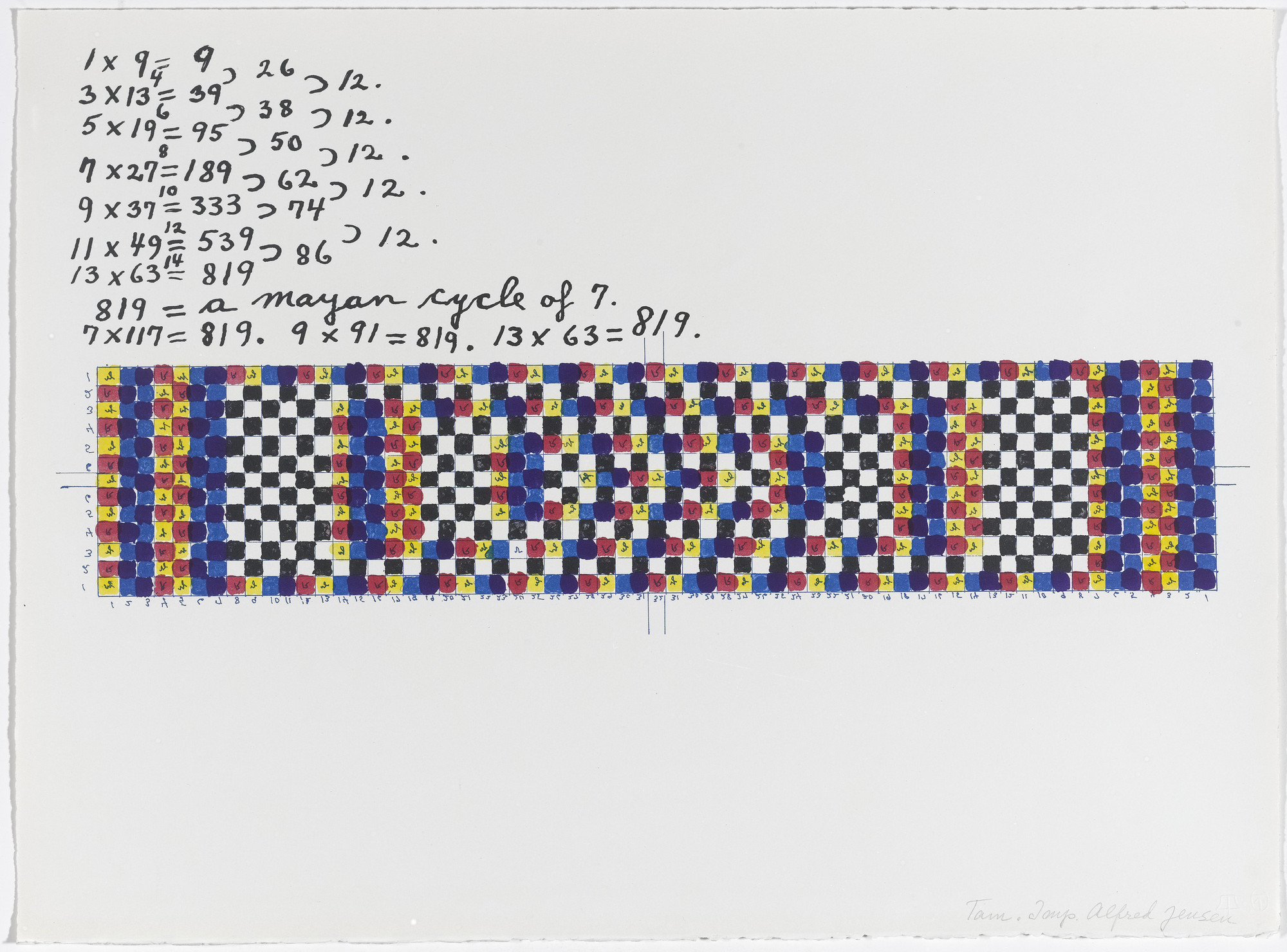 Alfred Jensen. In-text plate (folio 6) from A Pythagorean Notebook
