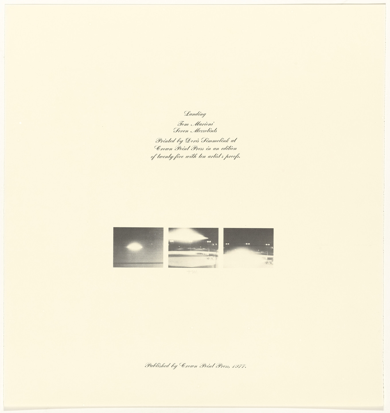 Tom Marioni. Landing. 1977