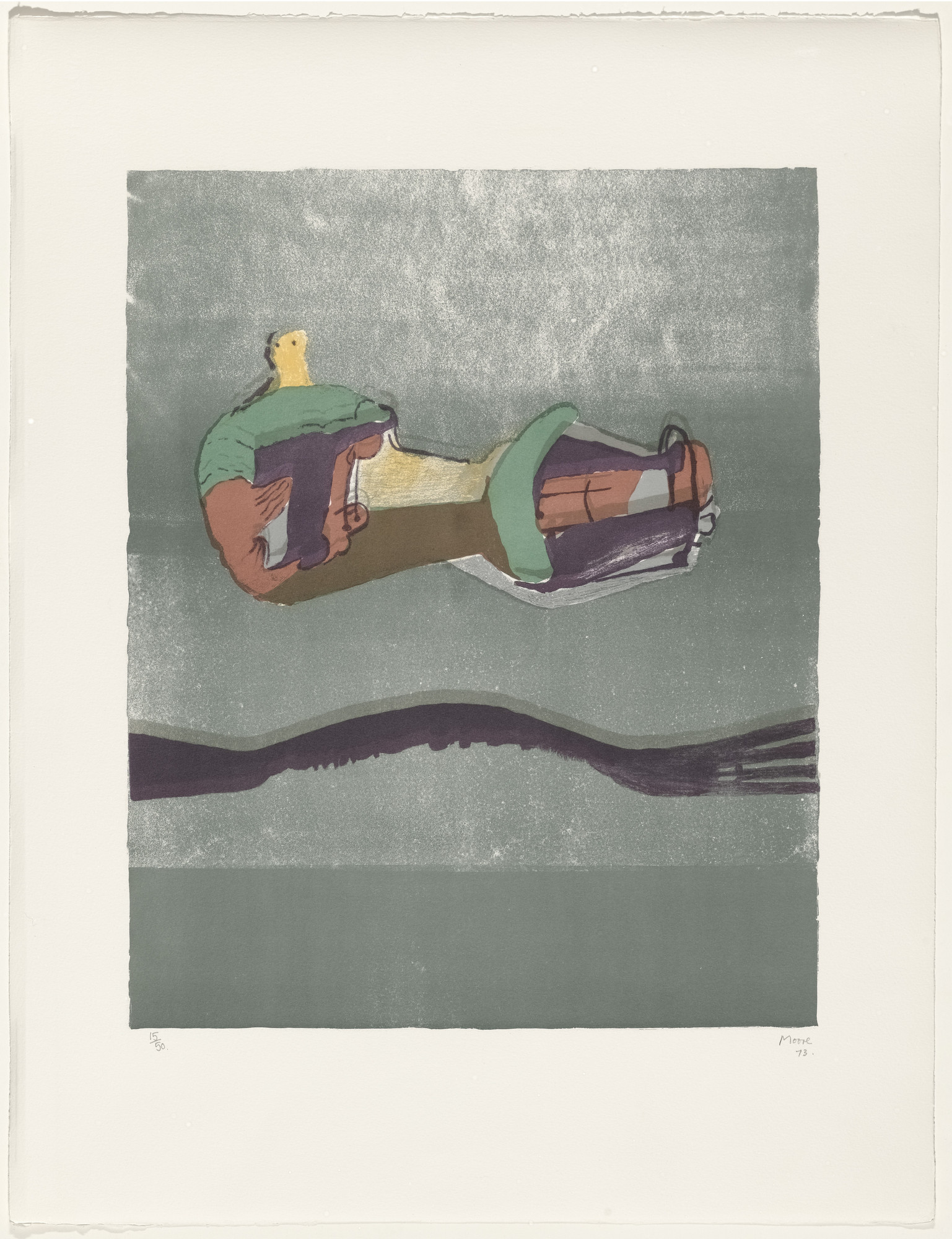 Henry Moore. Reclining Figure with Sea Background from Reclining Figures