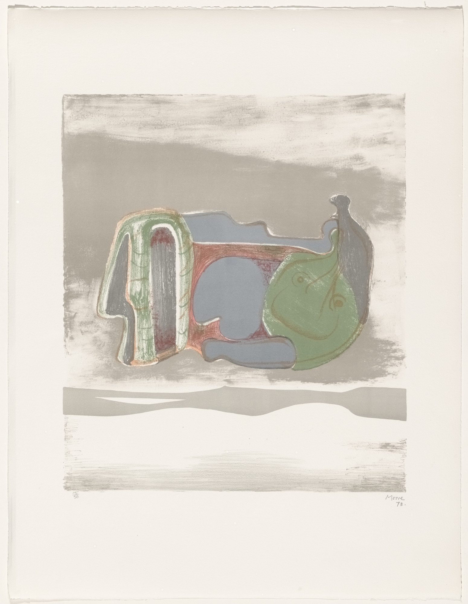 Henry Moore. Reclining Figure with Sky Background from Reclining Figures