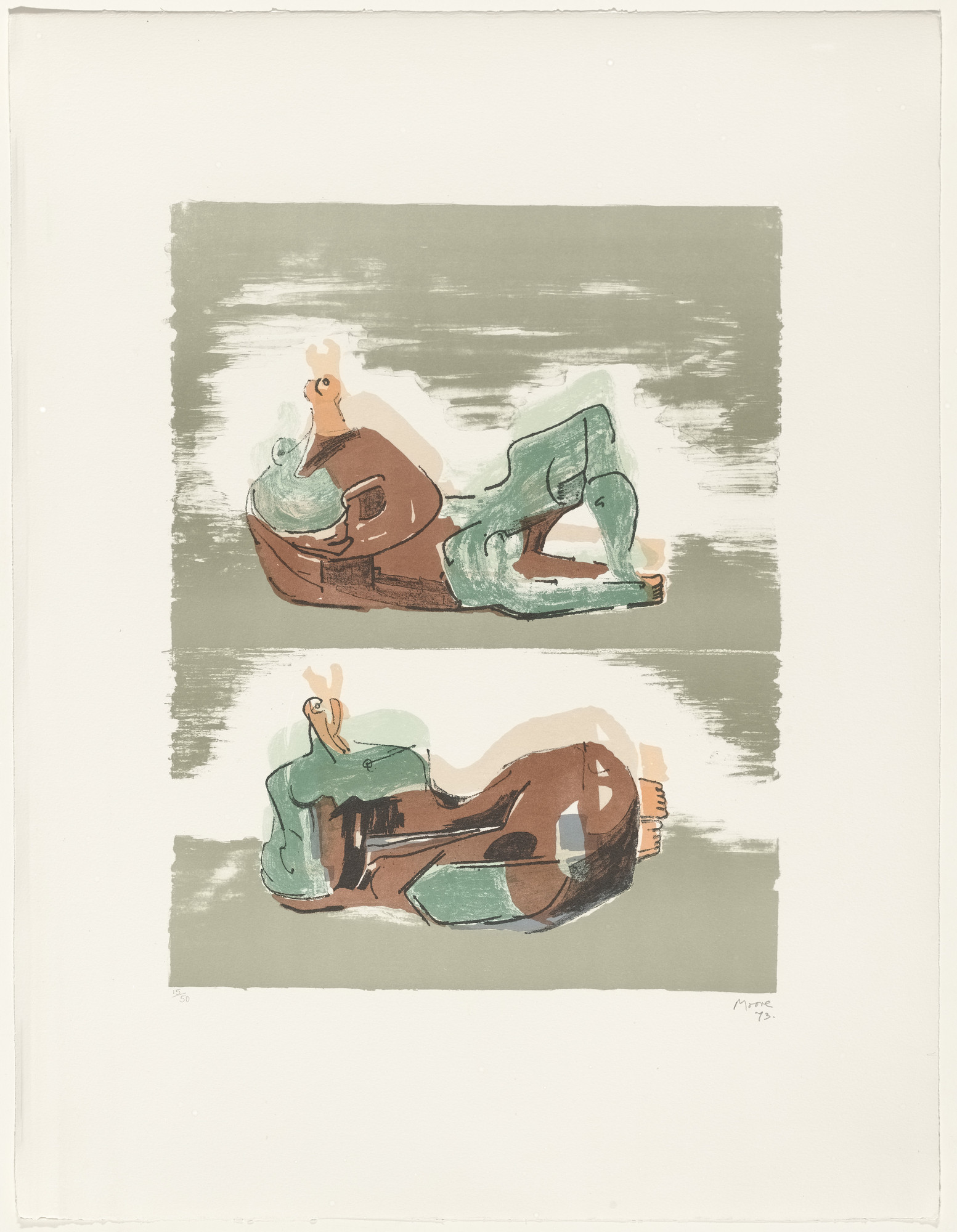 Henry Moore. Two Reclining Figures from Reclining Figures