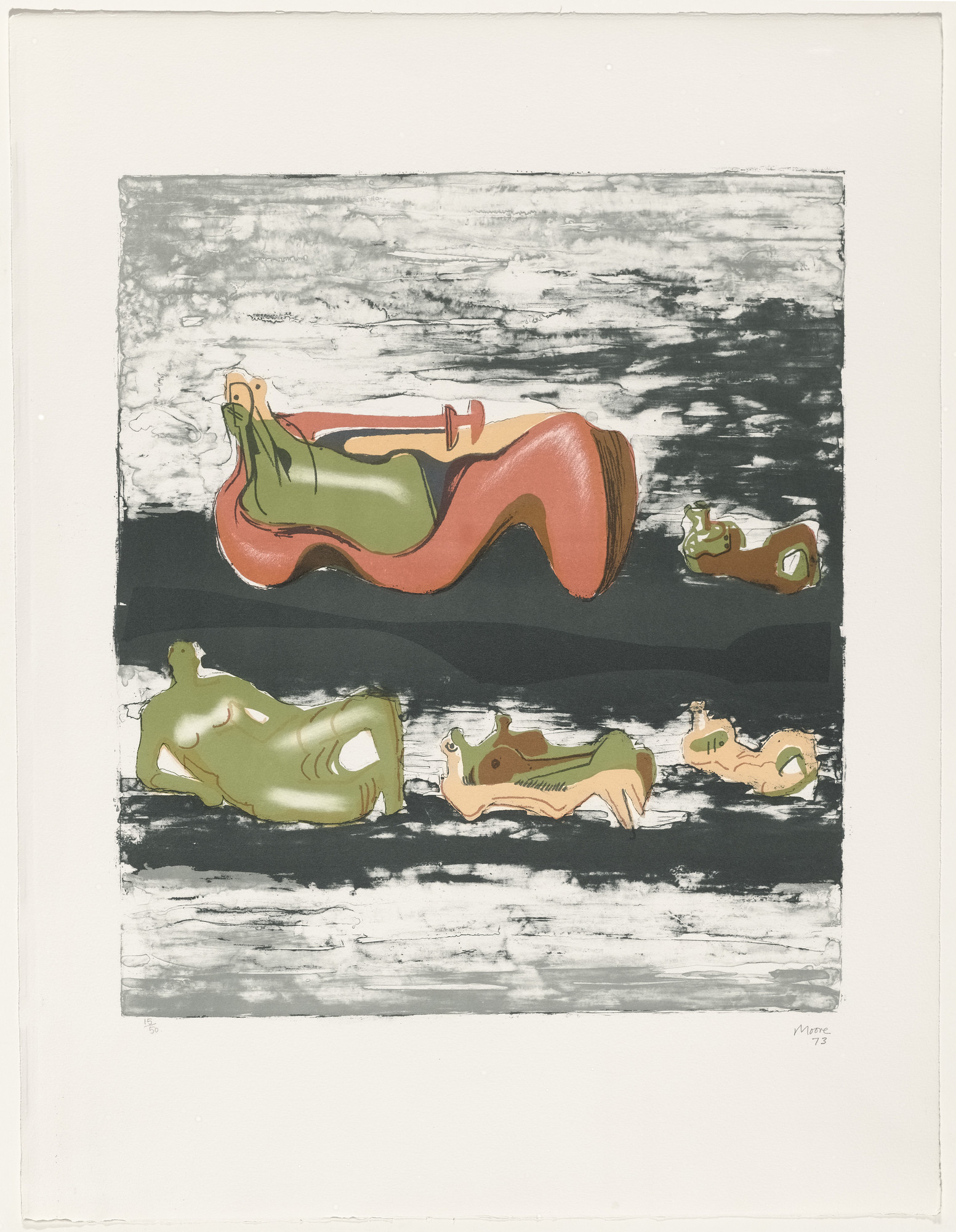 Henry Moore. Group of Reclining Figures from Reclining Figures