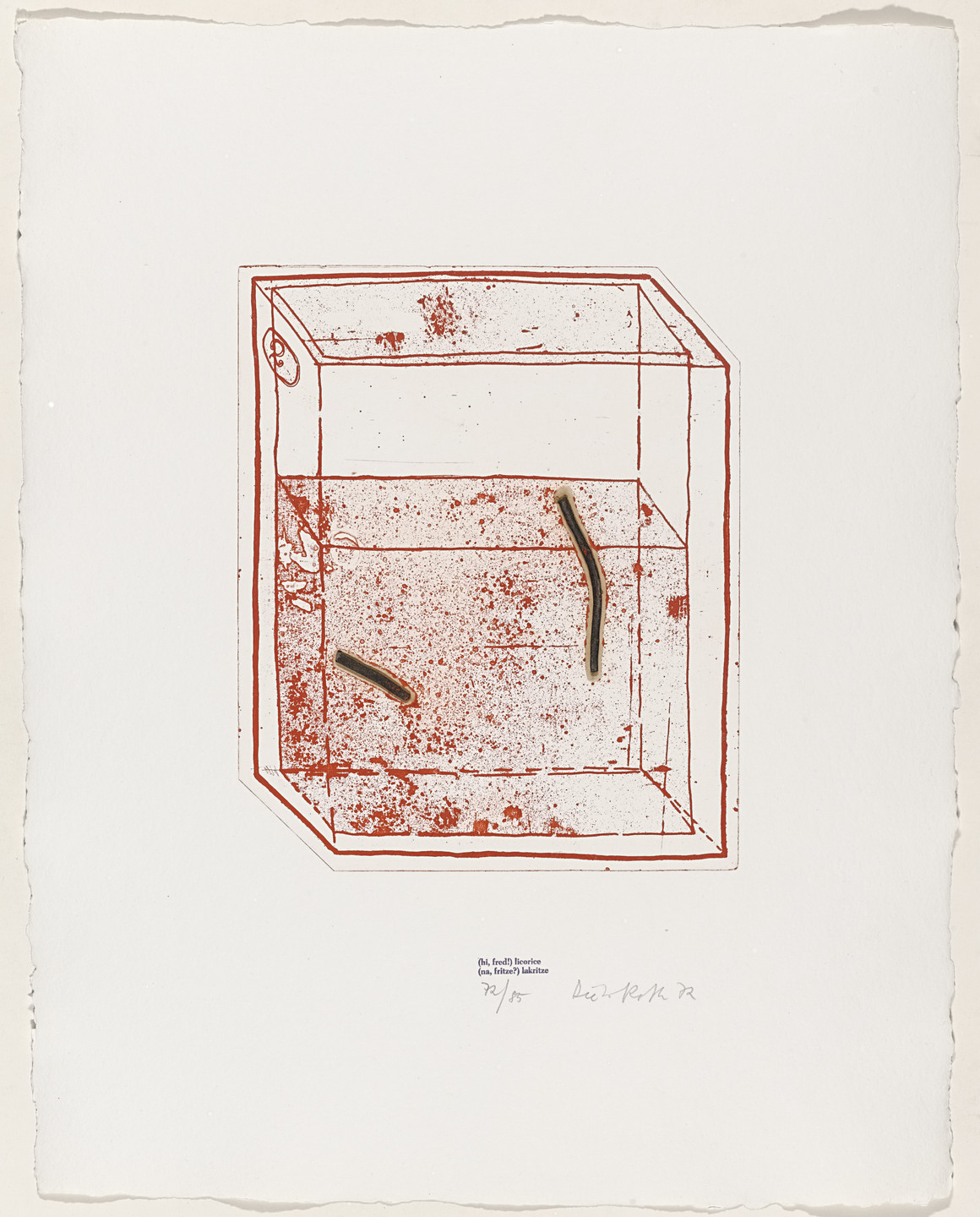 Dieter Roth. (hi, fred!) licorice ([na, fritze?] lakritze) from Containers. 1972, published 1973