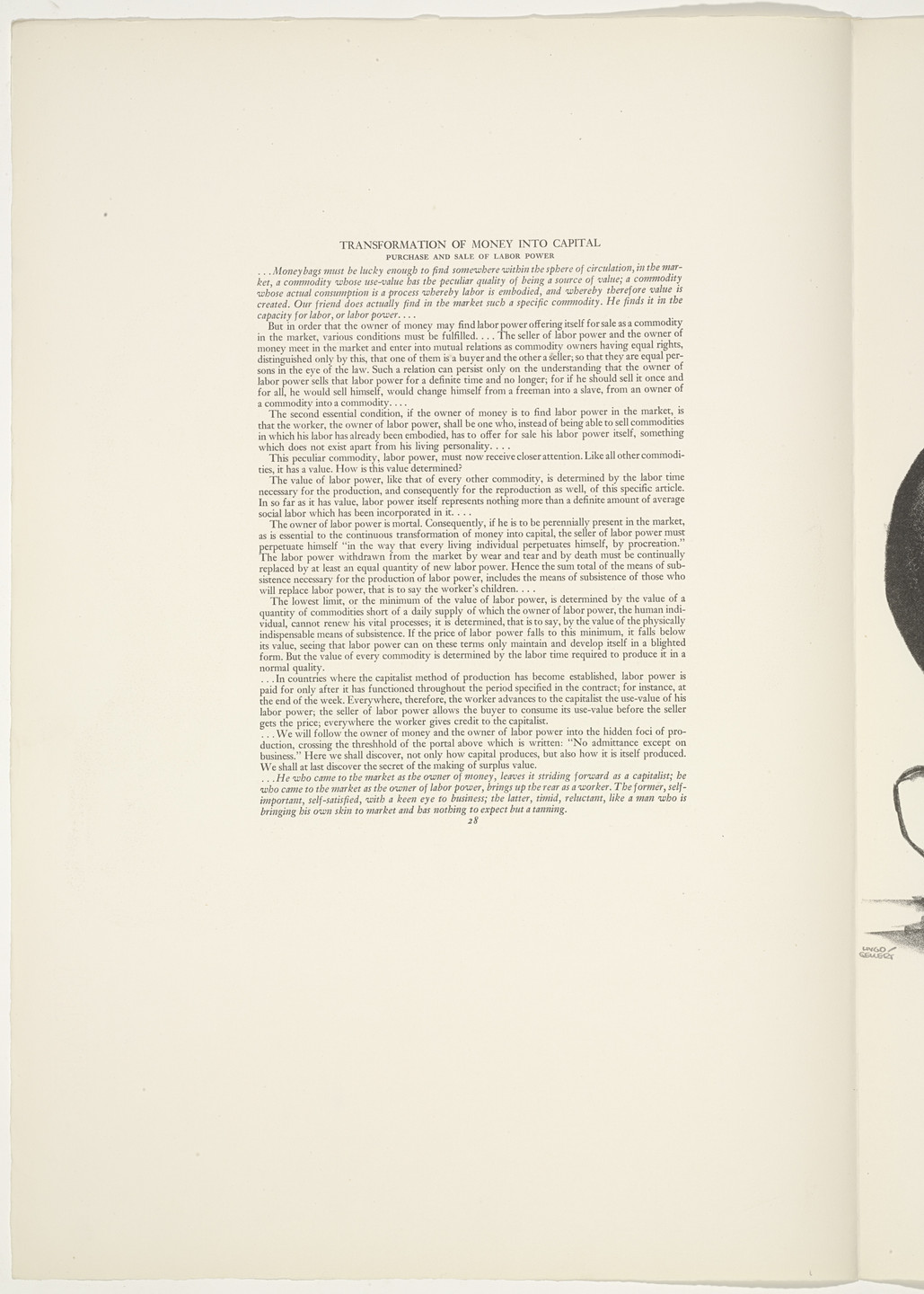 Hugo Gellert. Plate (folio 62) from &#39;Capital&#39; in Pictures. 1933