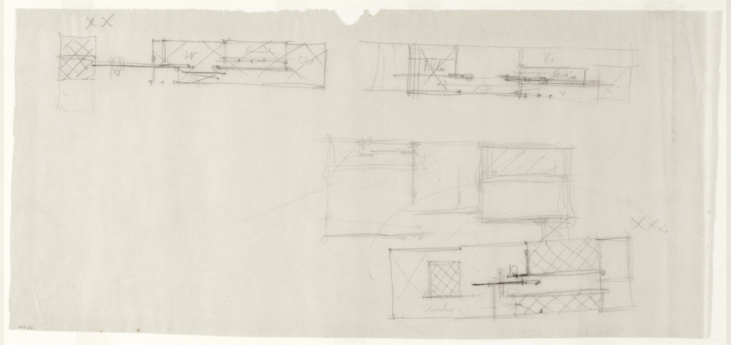 Hubbe-related Study (Four floor plans, sketch)