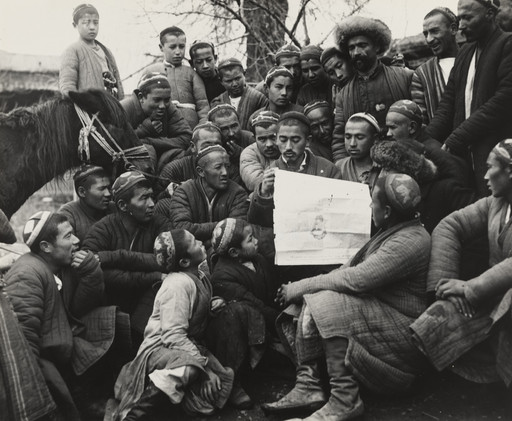 Peasants Discussing News.  Literacy Campaign, Uzbekistan