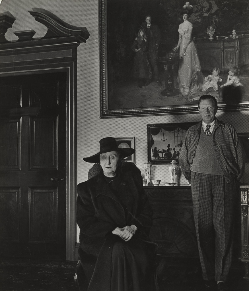 Edith and Osbert Sitwell beneath the Family Group by Sargent, Renishaw Hall, Yorkshire