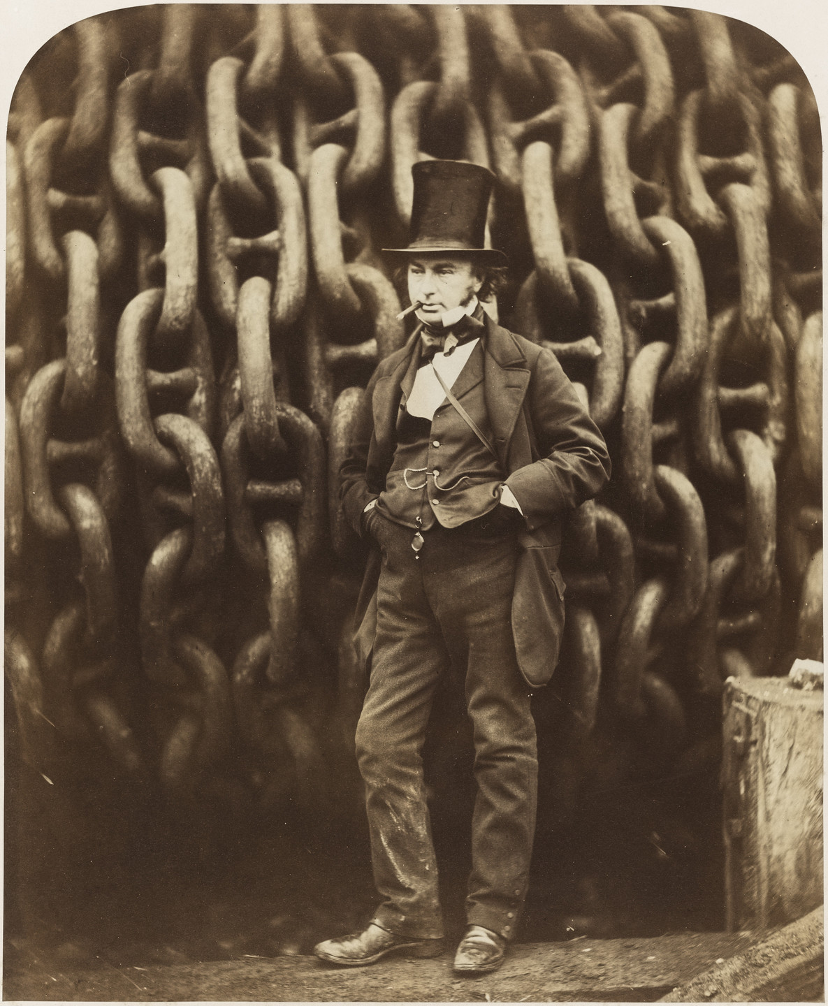 Robert Howlett. Isambard Kingdom Brunel and the Launching Chains of the Great Eastern. 1857