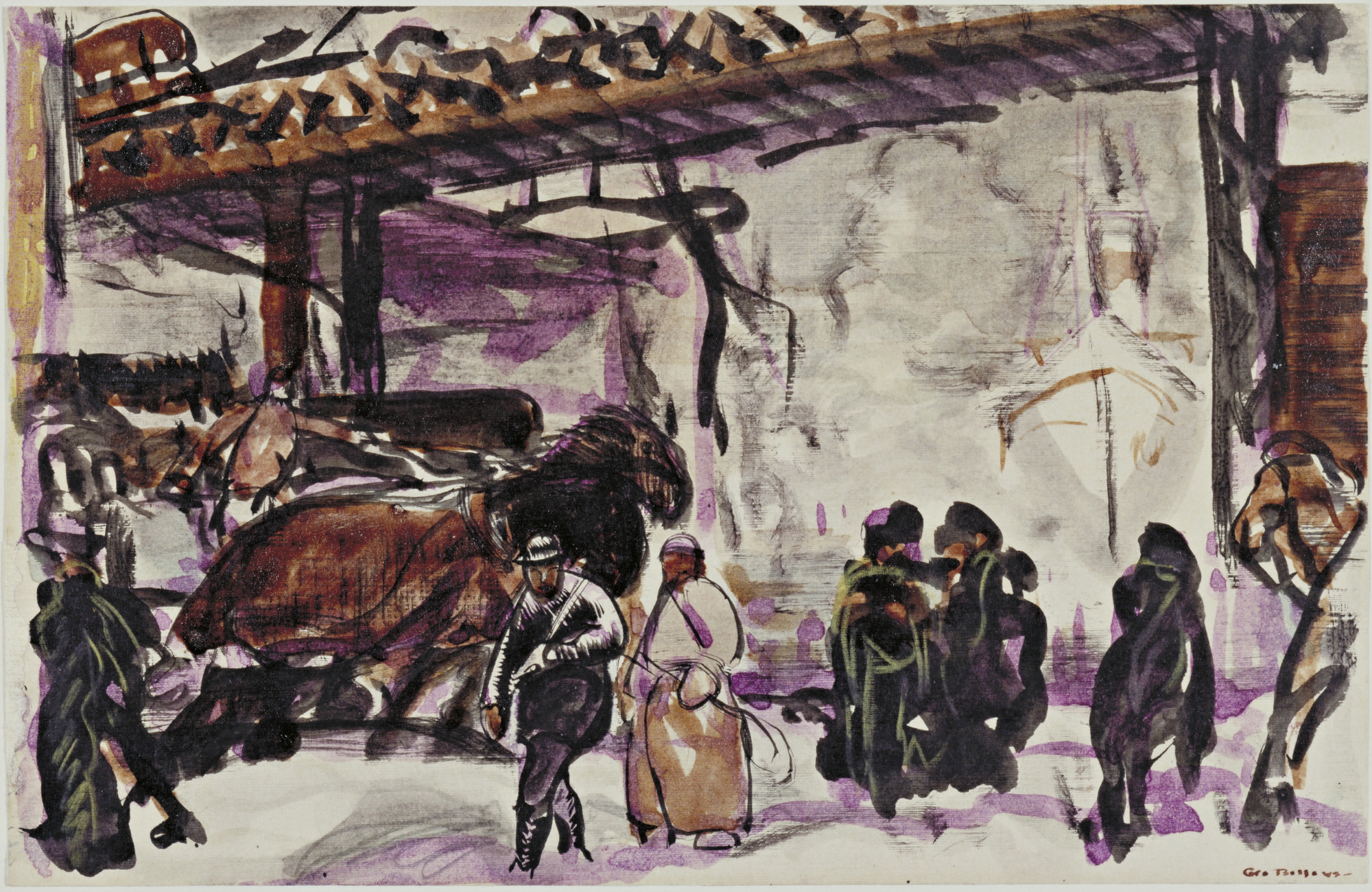 George Bellows. Under the Elevated. 1908-12