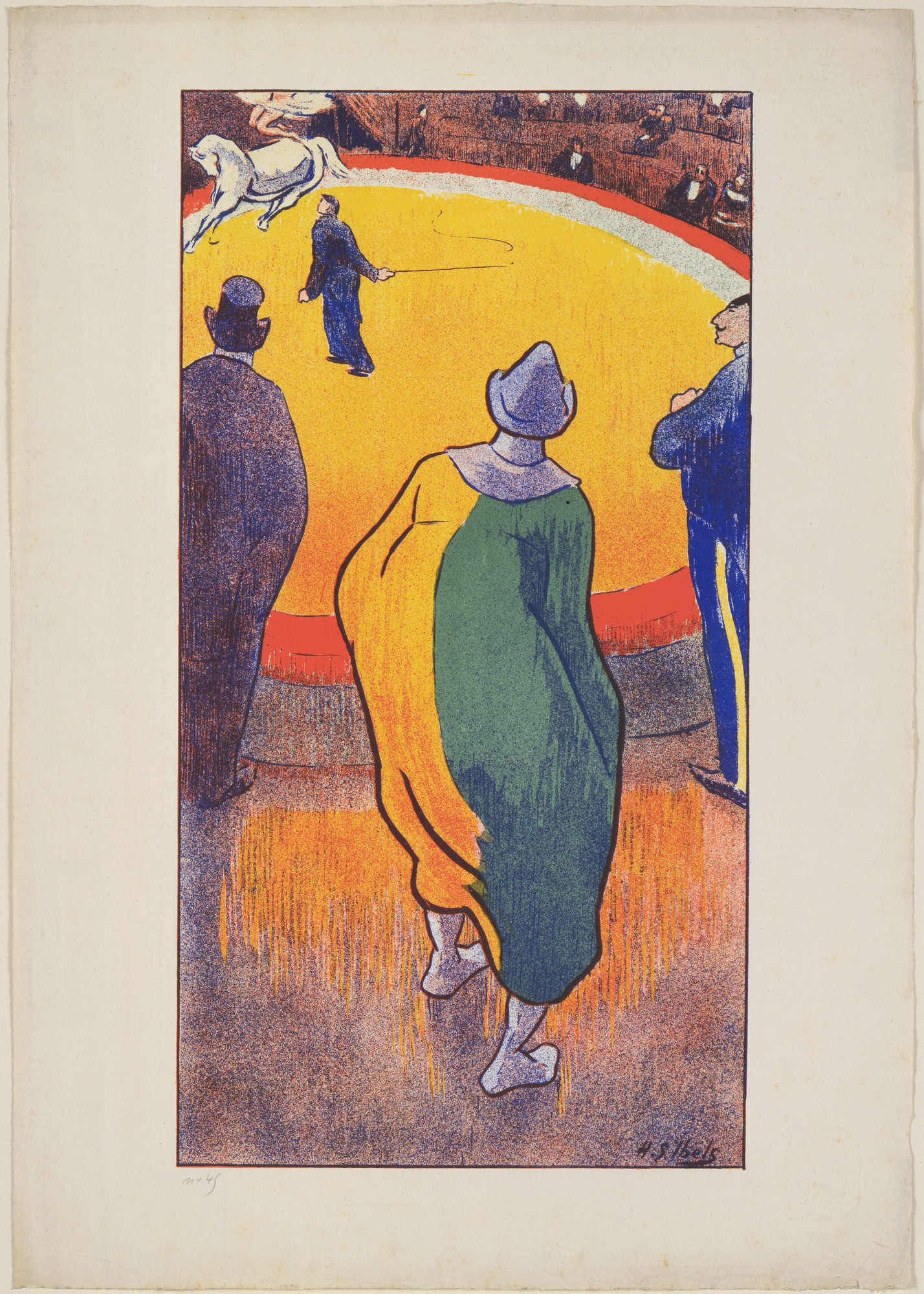 美品 1896年 フランス ポスター版画◆小競り合い Henri-Gabriel Henri-Gabriel Ibels. At The Circus (Au cirque) from the portfolio