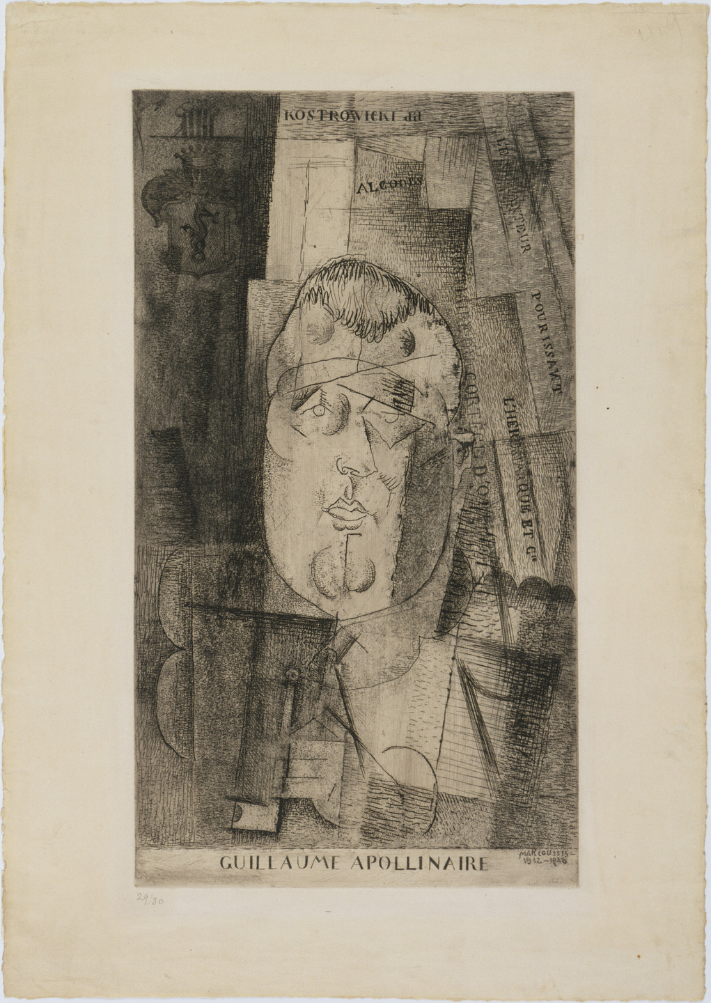 Louis Marcoussis. Portrait of Guillaume Apollinaire. 1912-20