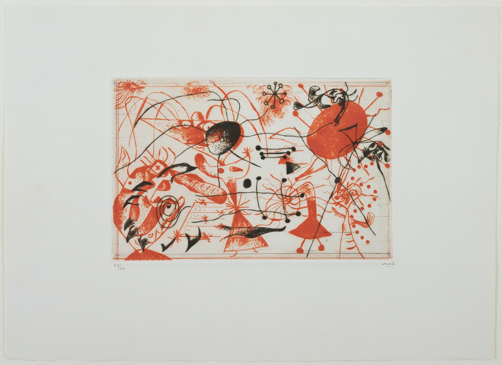 Joan Miró. Untitled from Black and Red Series (Série noire et rouge). 1938