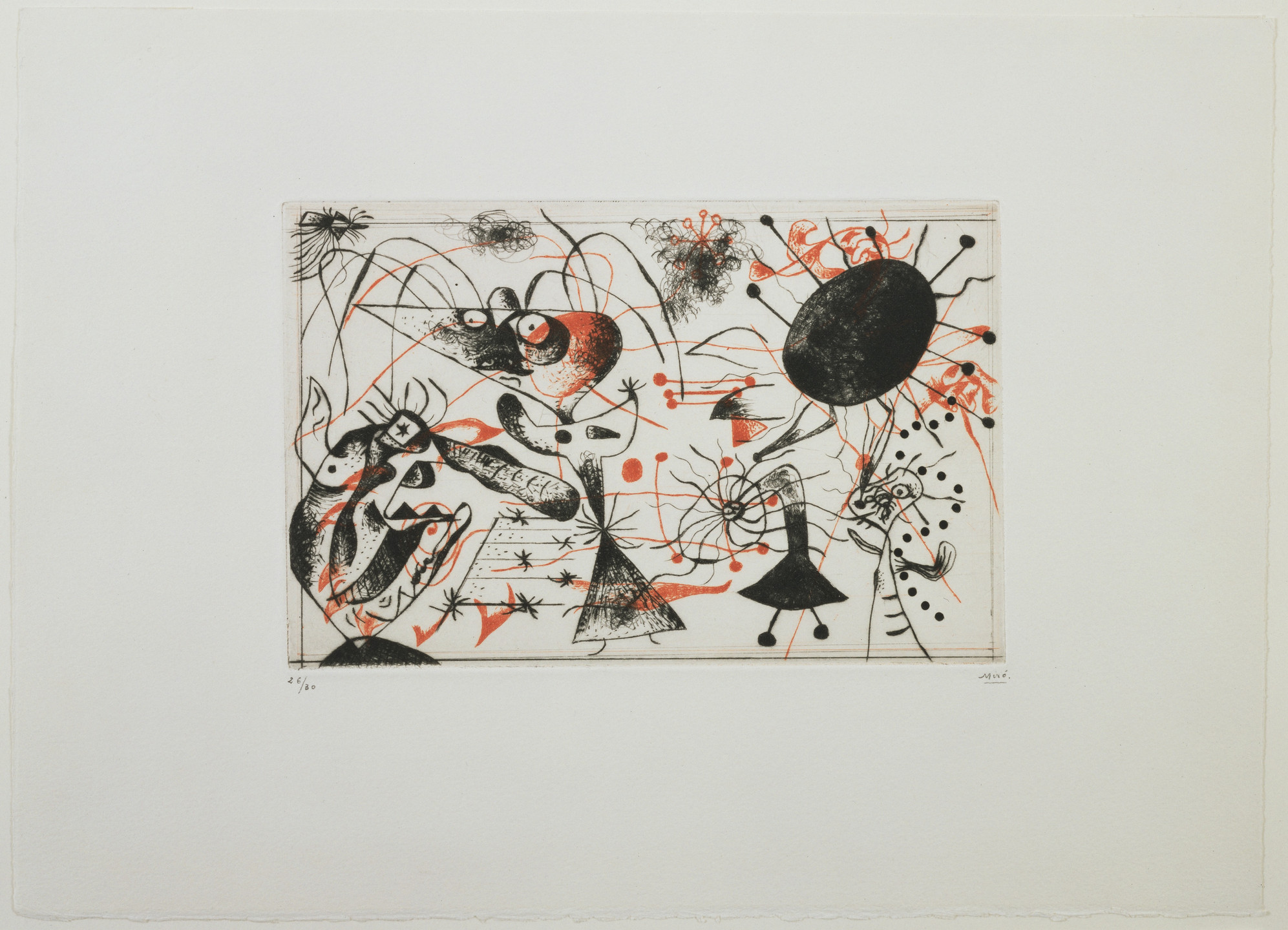 Joan Miró. Untitled from Black and Red Series (Série noire et rouge). 1938